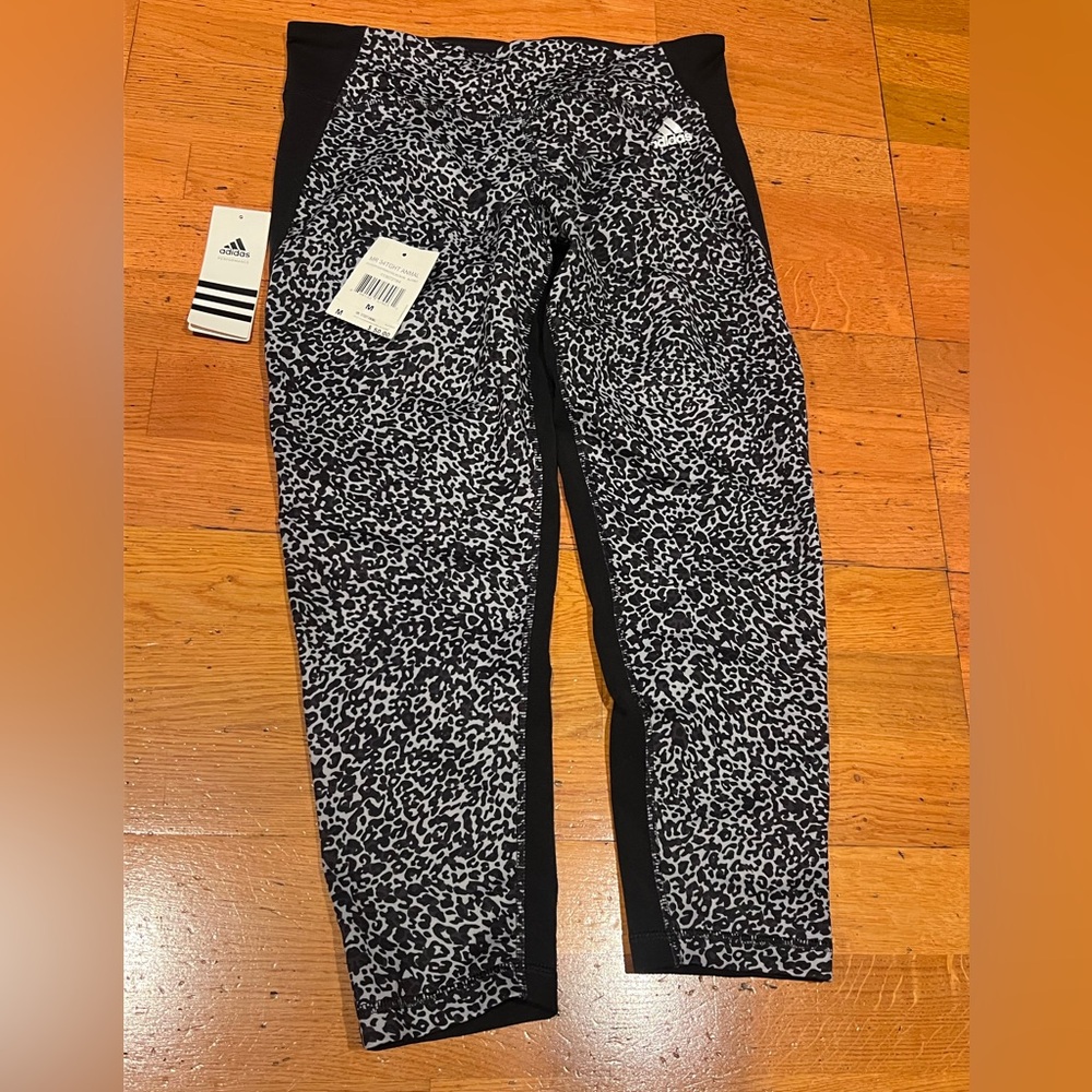 Adidas Black and White Animal Print Leggings